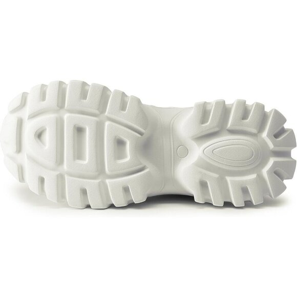 Women White Chunky Fashion Sneakers Bold Lace-Up Comfortable Sneakers - Picture 6 of 9